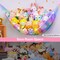 Stuffed Animal Net Hammock Kids Toy Storage with LED Light Plush Toy Organizer Corner Hanging Stuffed Animal Holder For Nursery Kids Girls Room Decor